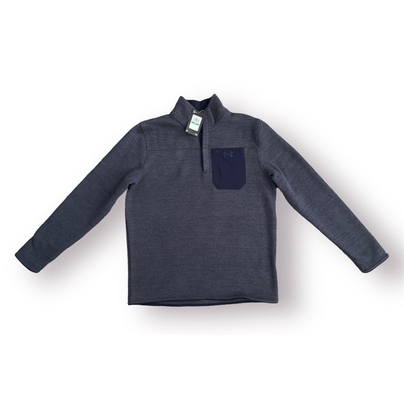 Men's Blue Under Armour Specialist Henley Buttoned Sweatshirt - Picture 1 of 2